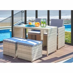 Sitzgruppe, polyrattan|rattan, natur|grau