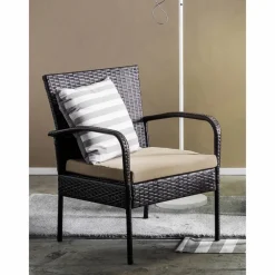 Sitzgruppe, polyrattan|stahl|polywood, grau|beige