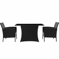 Sitzgruppe, 2 Sessel/2 Sitzkissen/1 Tisch, schwarz