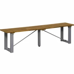 Sitzgruppe, 1 Tisch + 2 Sitzbänke, Akazie, natur/grau