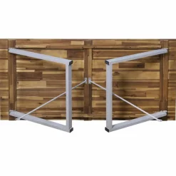 Sitzgruppe, 1 Tisch + 2 Sitzbänke, Akazie, natur/grau
