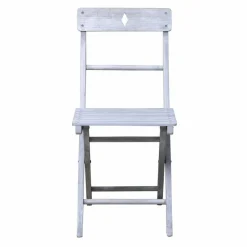 Sitzgruppe, 1 Tisch + 2 Stühle, Akazie, grau mit Vintage-Finish