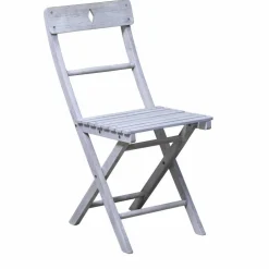 Sitzgruppe, 1 Tisch + 2 Stühle, Akazie, grau mit Vintage-Finish