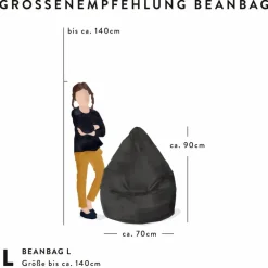 Sitzsack »BeanBag EASY L«, anthrazit, BxH: 70 x 90 cm