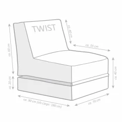 Sitzsack »Twist OUTSIDE«, blau, BxHxT: 70 x 60 x 180 cm
