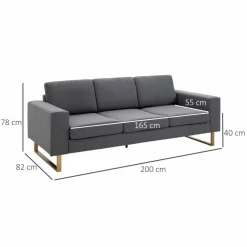 Sofa, Breite: 82 cm, dunkelgrau/goldfarben