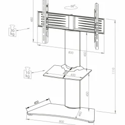 Standfuß »Zental«, BxH: 80 x 117 cm, Aluminium/Einscheiben-Sicherheitsglas