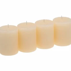 Stumpenkerze, creme, Raureif, 4 Stück