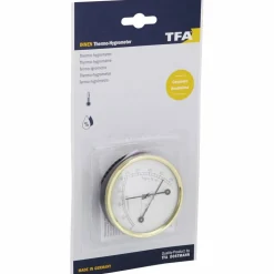 Thermo-Hygrometer, Kunststoff/Messing, schwarz/goldfarben