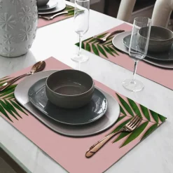 Tischset »Fedra«, rechteckig, Kunstleder, rosa/grün