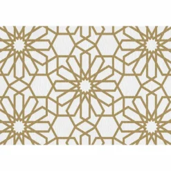 Tischset »Fleur«, rechteckig, Kunstleder, weiß/goldfarben
