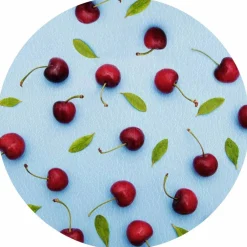 Tischset »Funny Cherry«, rund, Kunstleder, blau/rot
