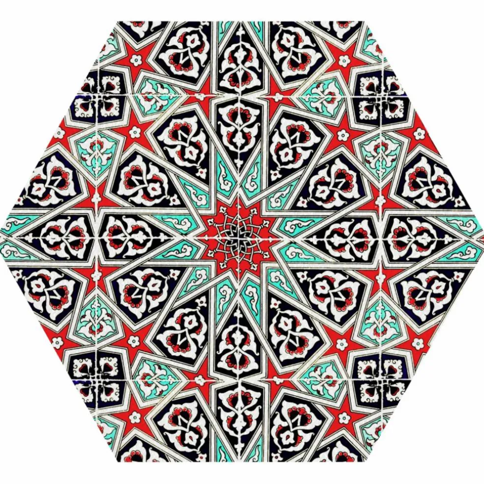 Tischset »Ikem«, sechseckig, Kunstleder, tuerkis/blau/rot/weiß