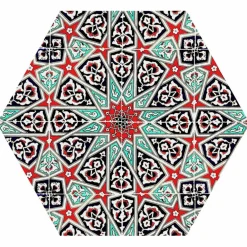 Tischset »Ikem«, sechseckig, Kunstleder, tuerkis/blau/rot/weiß