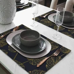 Tischset »Jobo«, rechteckig, Kunstleder, blau/goldfarben