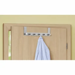 Türgarderobe, Silber, 6 Haken, Silber, Edelstahl, Edelstahl, 110 x 390 x 55 mm