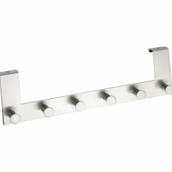 Türgarderobe, Silber, 6 Haken, Silber, Edelstahl, Edelstahl, 110 x 390 x 55 mm