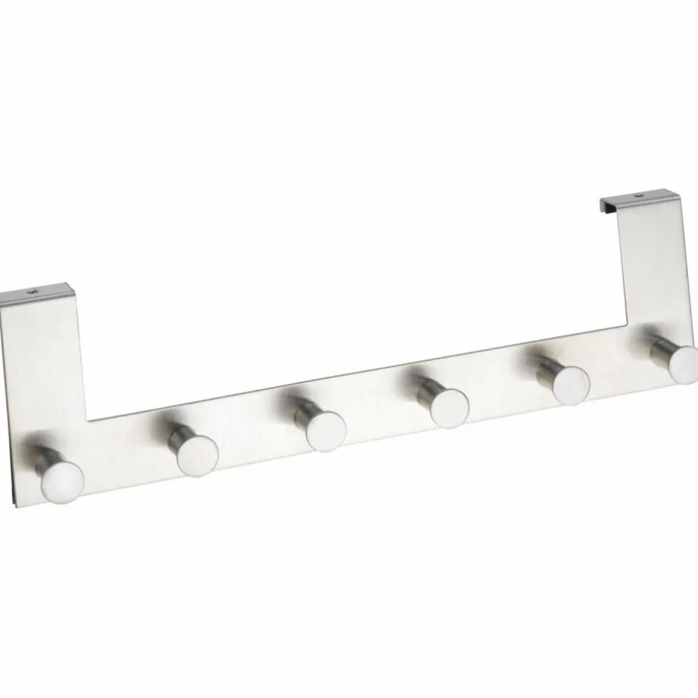 Türgarderobe, Silber, 6 Haken, Silber, Edelstahl, Edelstahl, 110 x 390 x 55 mm