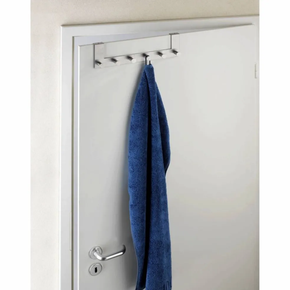 Türgarderobe, Silber, 6 Haken, Silber, Edelstahl, Edelstahl, 110 x 390 x 55 mm