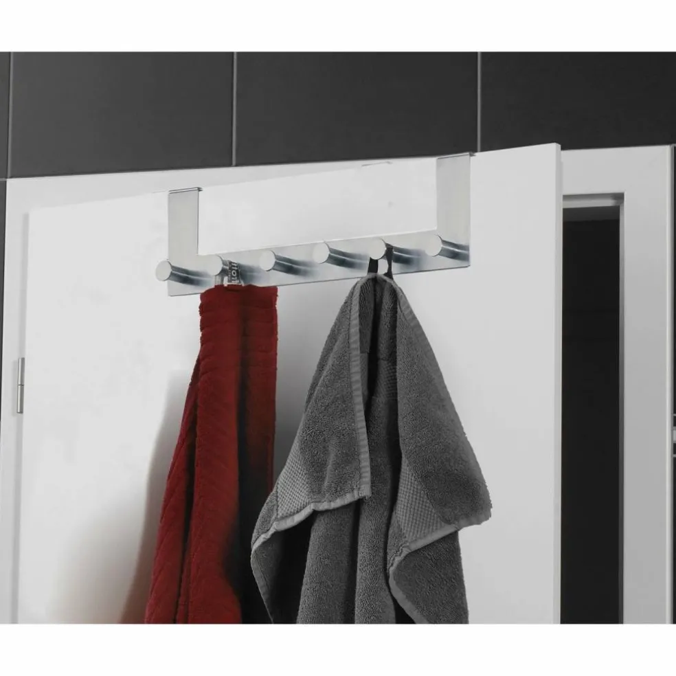 Türgarderobe, Silber, 6 Haken, Silber, Edelstahl, Edelstahl, 110 x 390 x 55 mm