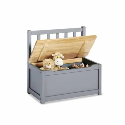 Truhenbank, BxHxL: 57 x 55 x 31 cm, grau/natur