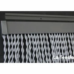 Türvorhang, BxH: 90 cm x 210 cm, weiß/grau, Polyvinylchlorid/Aluminium