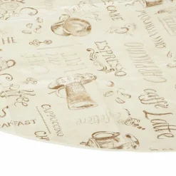 Wachstuchtischdecke »Manhattan«, Ø: 150 cm, Schriftzug/Essen und Trinken, beige