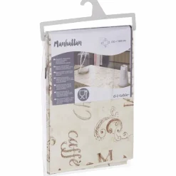 Wachstuchtischdecke »Manhattan«, BxL: 130 x 160 cm, Schriftzug/Essen und Trinken, beige
