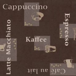 Wachstuchtischdecke »Manhattan«, BxL: 140 x 2000 cm, Essen und Trinken/Schriftzug, braun