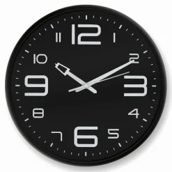 Wanduhr, HxT: 38,5 x 5 cm, schwarz, ohne ink. Batterie