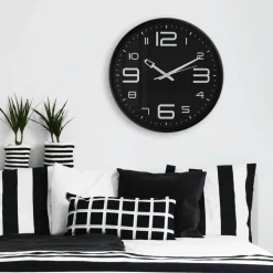 Wanduhr, HxT: 38,5 x 5 cm, schwarz, ohne ink. Batterie
