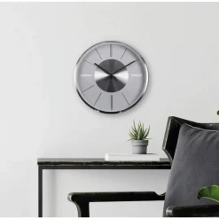 Wanduhr, HxT: 30 x 4 cm, silber, ohne ink. Batterie