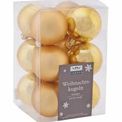 Weihnachtskugel, Ø: 6 cm, goldfarben, 12 Stück