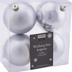 Weihnachtskugel, Ø: 10 cm, silberfarben, 4 Stück