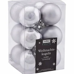 Weihnachtskugel, Ø: 6 cm, silberfarben, 12 Stück
