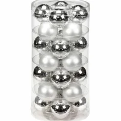 Weihnachtskugel, Ø: 4,5 cm, silberfarben/weiß, 28 Stück
