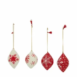 Weihnachtskugel, Ø: 8 cm, tropfenförmig, 4 Stk.