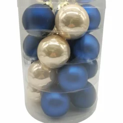 Weihnachtskugel »Midnight Mix«, Ø: 3 cm, Uni, blau/champagner, 28 Stück