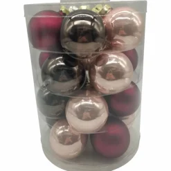 Weihnachtskugel »Powdery Mix«, Ø: 4,5 cm, Uni, weinrot/rosa/granit, 28 Stück