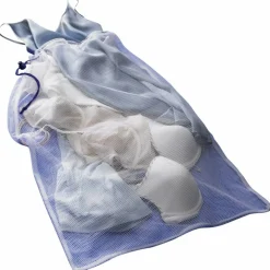 Wäschenetz, BxHxL: 25 x 2 x 34 cm, Polyester, weiß/blau