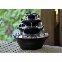 Zimmerbrunnen, mit 4 Schalen, BxHxL: 22,2 x 20,6 x 22,2 cm, schwarz