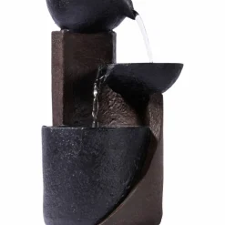 Zimmerbrunnen, mit 3 Schalen, BxHxL: 14,2 x 22 x 14,2 cm, dunkelgrau