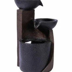 Zimmerbrunnen, mit 3 Schalen, BxHxL: 14,2 x 22 x 14,2 cm, dunkelgrau