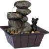 Zimmerbrunnen, mit Zierfrosch, BxHxL: 20 x 21,5 x 20 cm, schwarz