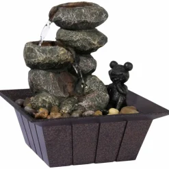 Zimmerbrunnen, mit Zierfrosch, BxHxL: 20 x 21,5 x 20 cm, schwarz